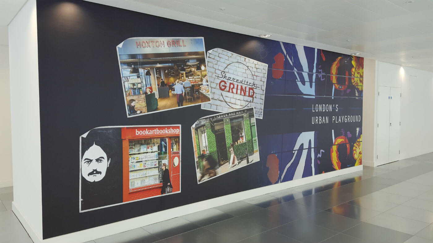 More than 230 metres of digital wall vinyl was printed, turned around and fitted within two working days!