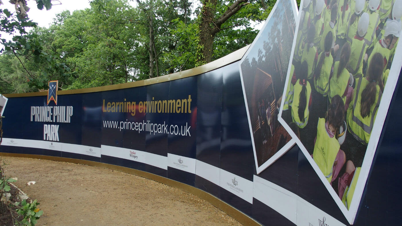 standard ACM hoarding with 19 mm Foamex printed logos and pictures